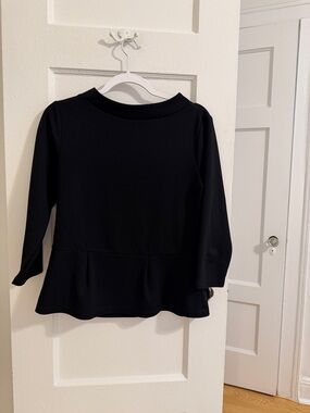 Classic Boat Neck Black Women's Long-Sleeve Top